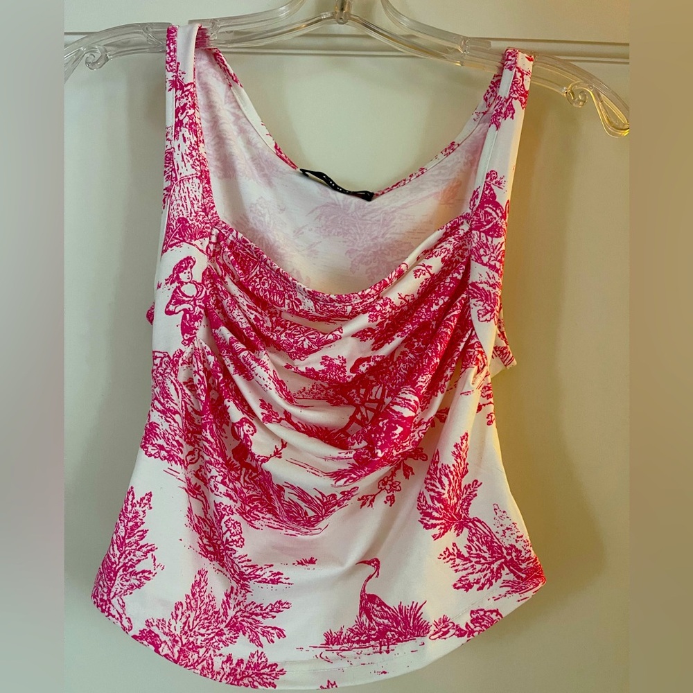 Pink and white print tank top by Cider